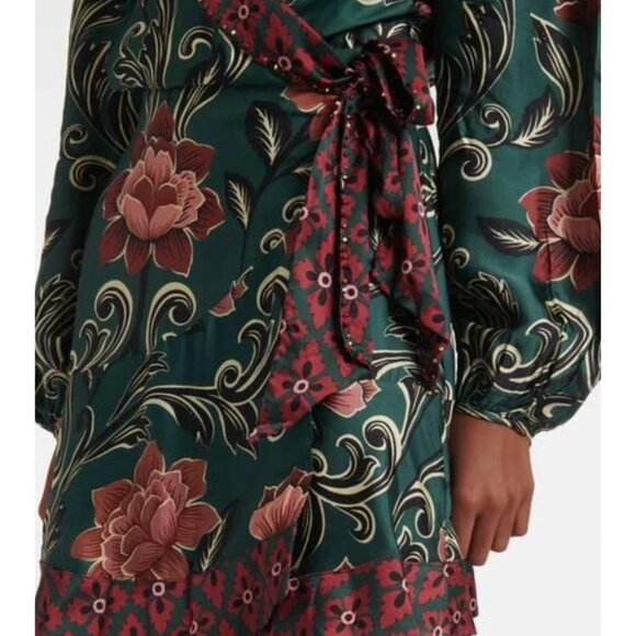 Farm Rio | Arabesque Floral Wrap Dress Small | boho beaded floral tropical EUC - Picture 4 of 11